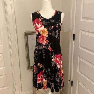Black and pink floral tank dress